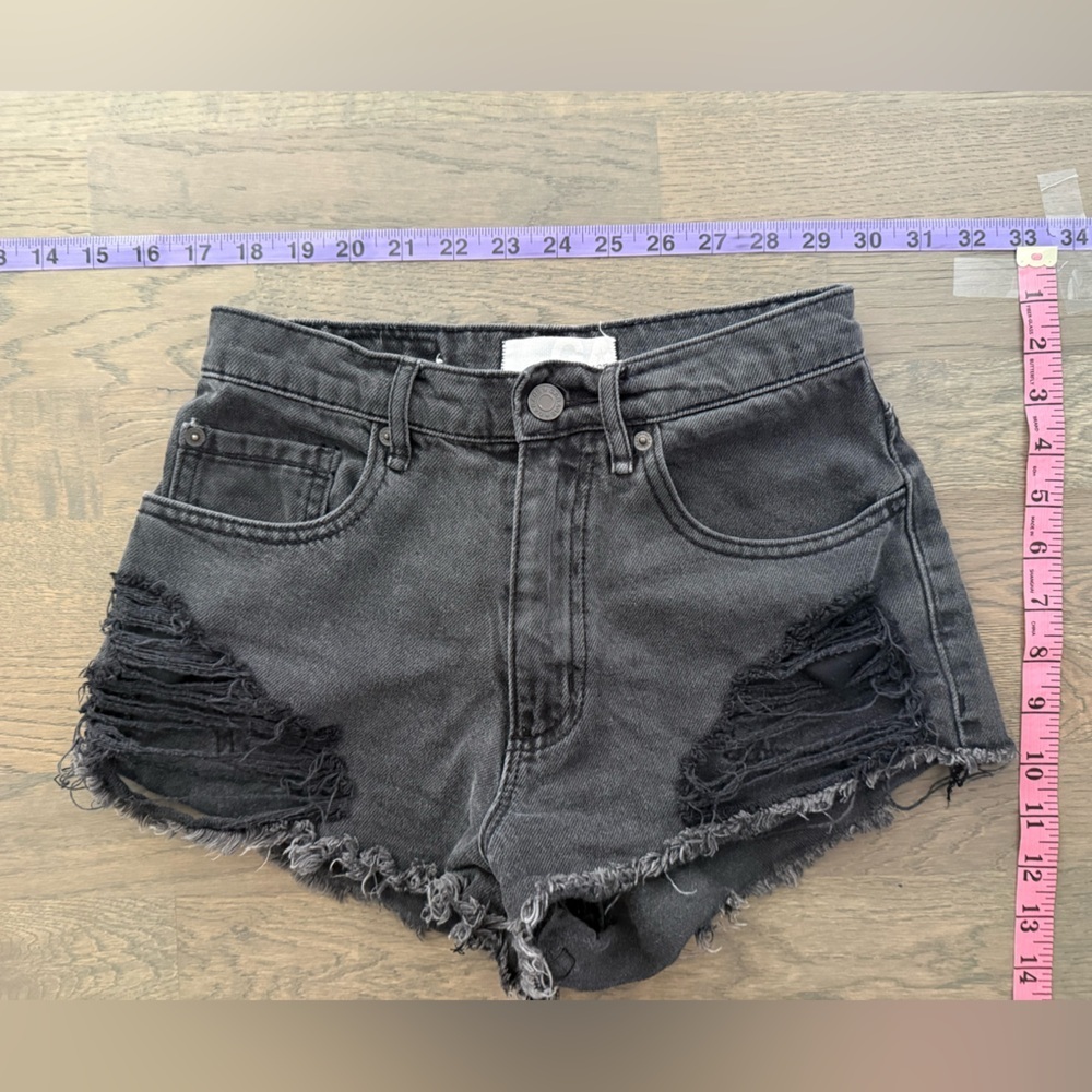 Garage Women's Distressed Black Denim Shorts